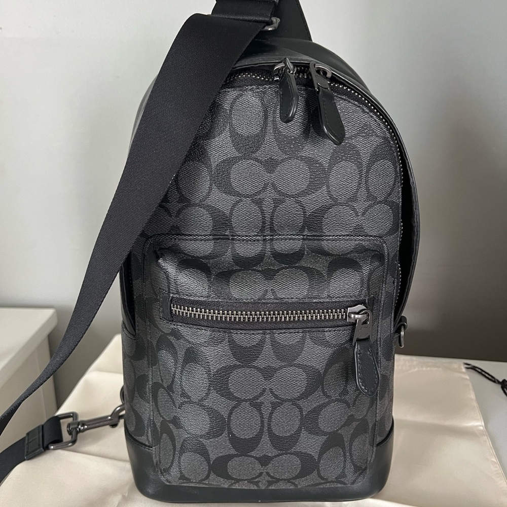 Coach Black and Gray Signature Backpack